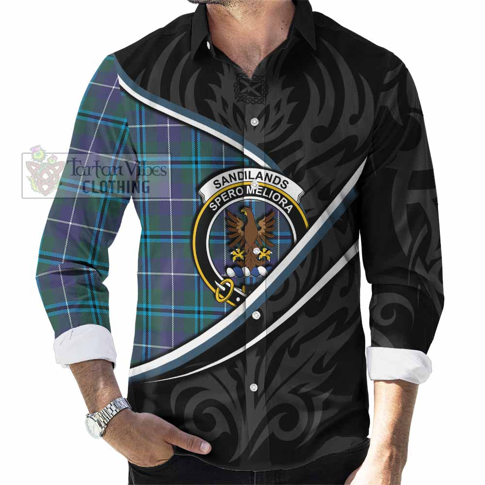 Sandilands Tartan Family Crest Long Sleeve Button Shirts Celtic Scottish Thistle Floral - Tartan Vibes Clothing