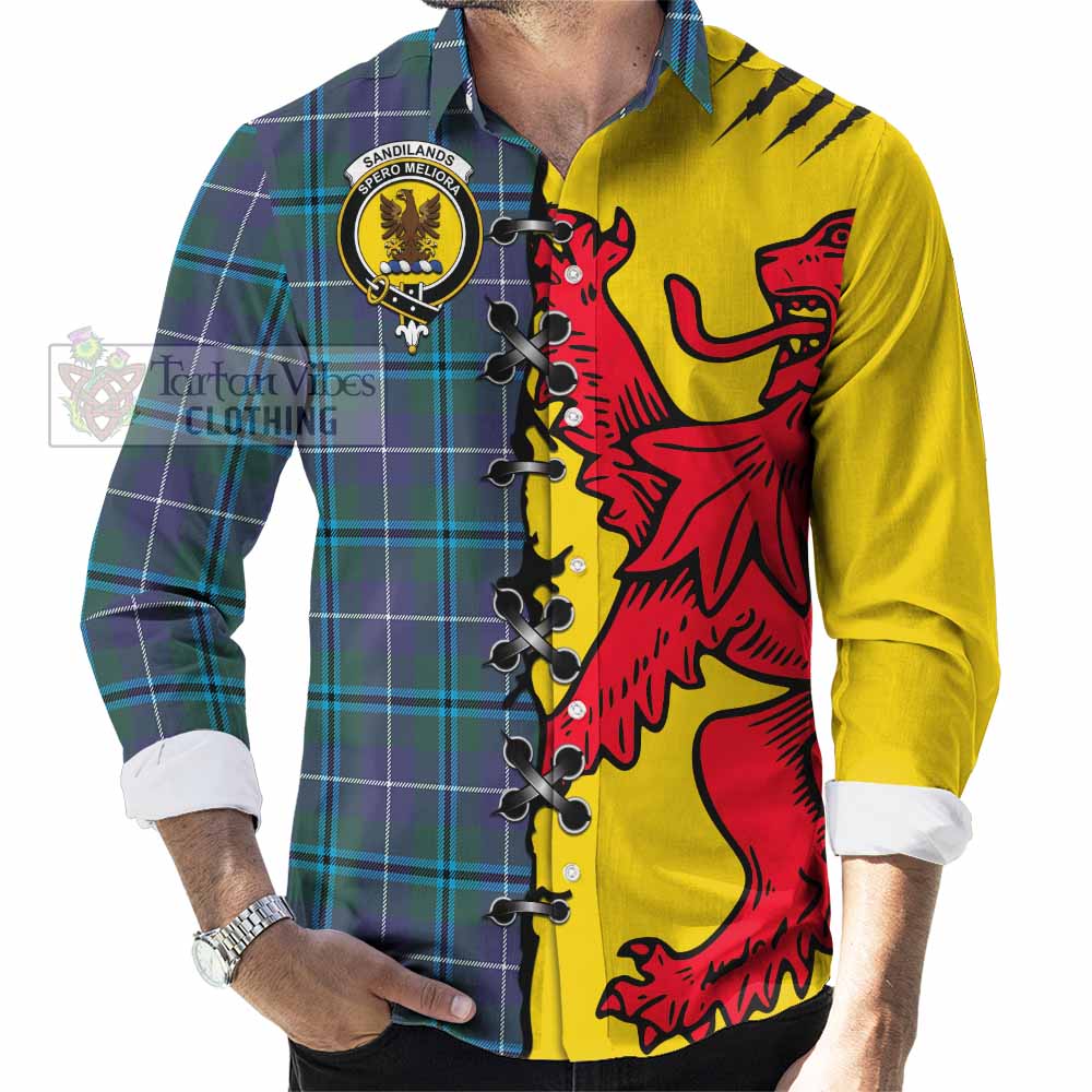 Sandilands Tartan Family Crest Long Sleeve Button Shirts Lion Rampant Honor - Tartan Vibes Clothing