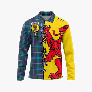 Sandilands Tartan Family Crest Long Sleeve Polo Shirt Lion Rampant Honor