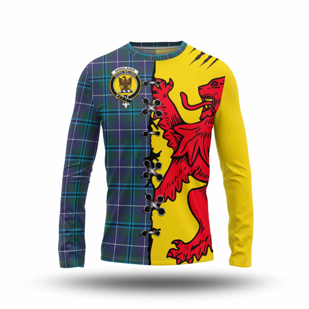 Sandilands Tartan Family Crest Long Sleeve T-Shirt Lion Rampant Honor - Tartan Vibes Clothing