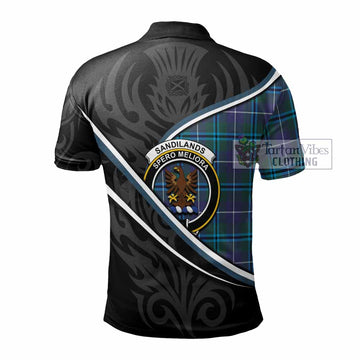 Sandilands Tartan Family Crest Polo Shirt Celtic Scottish Thistle Floral
