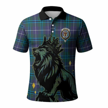 Sandilands Tartan Family Crest Polo Shirt Crowned Lion Roaring
