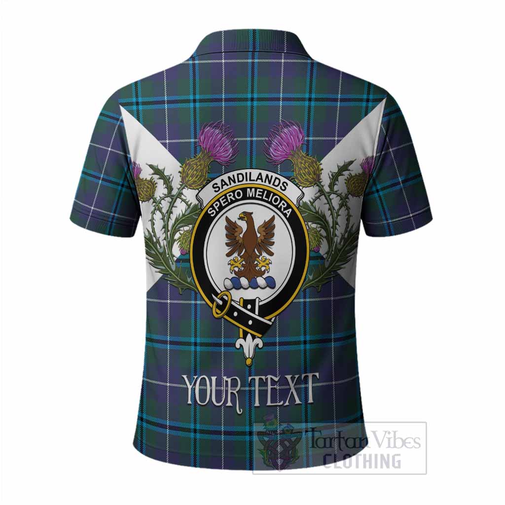 Sandilands Tartan Family Crest Polo Shirt Scottish Burns Night Thistle Floral