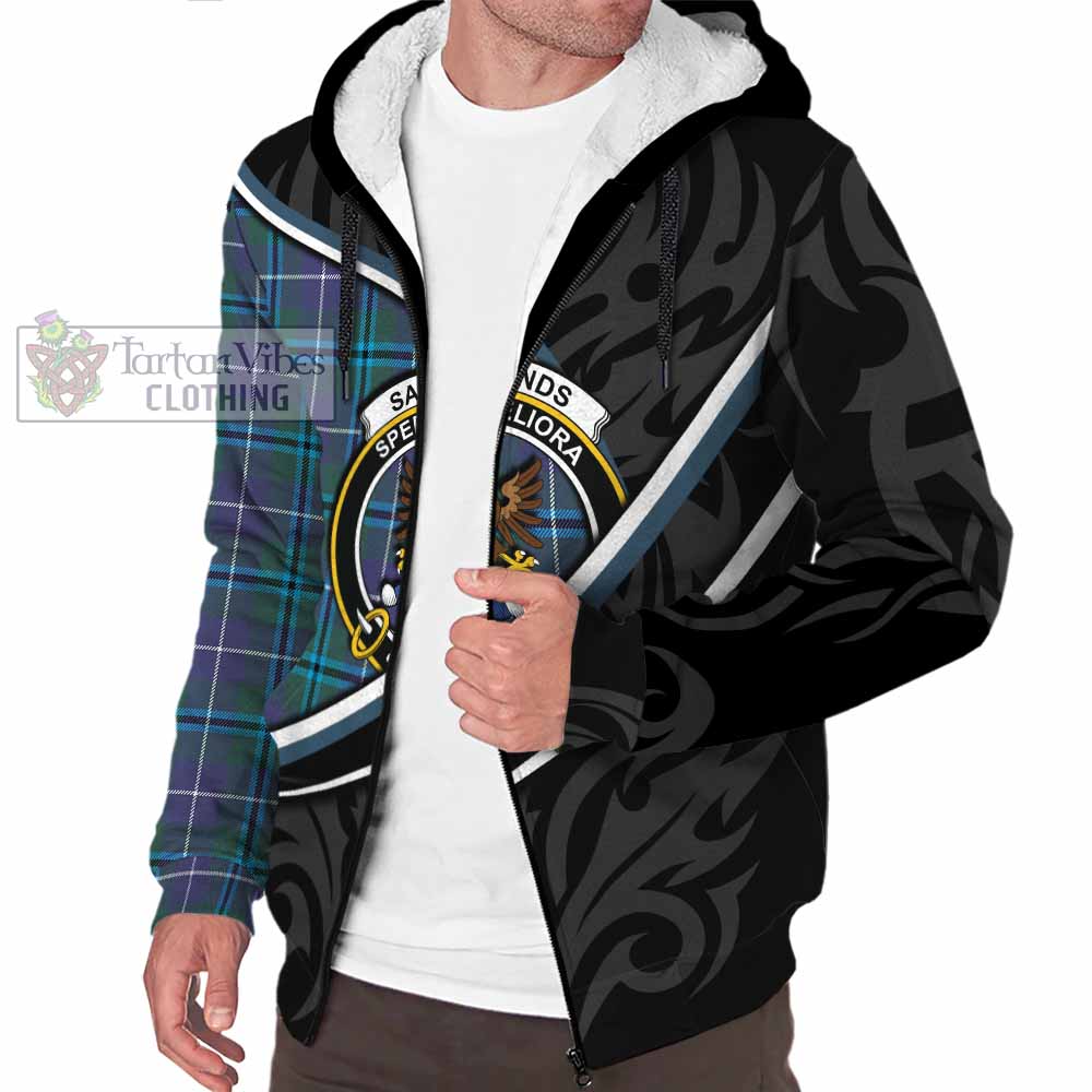 Sandilands Tartan Family Crest Sherpa Hoodie Celtic Scottish Thistle Floral - Tartan Vibes Clothing