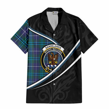 Sandilands Tartan Family Crest Hawaiian Shirt Celtic Scottish Thistle Floral