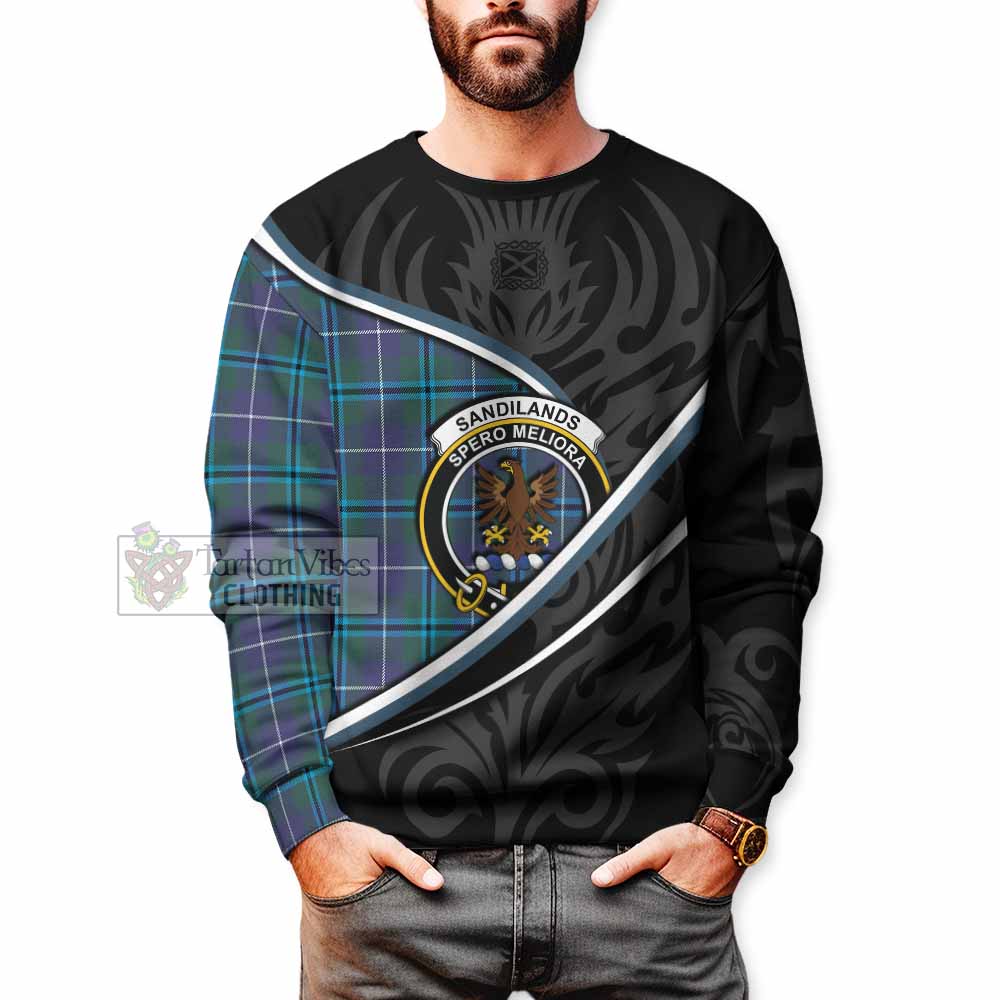 Sandilands Tartan Family Crest Sweatshirt Celtic Scottish Thistle Floral - Tartan Vibes Clothing
