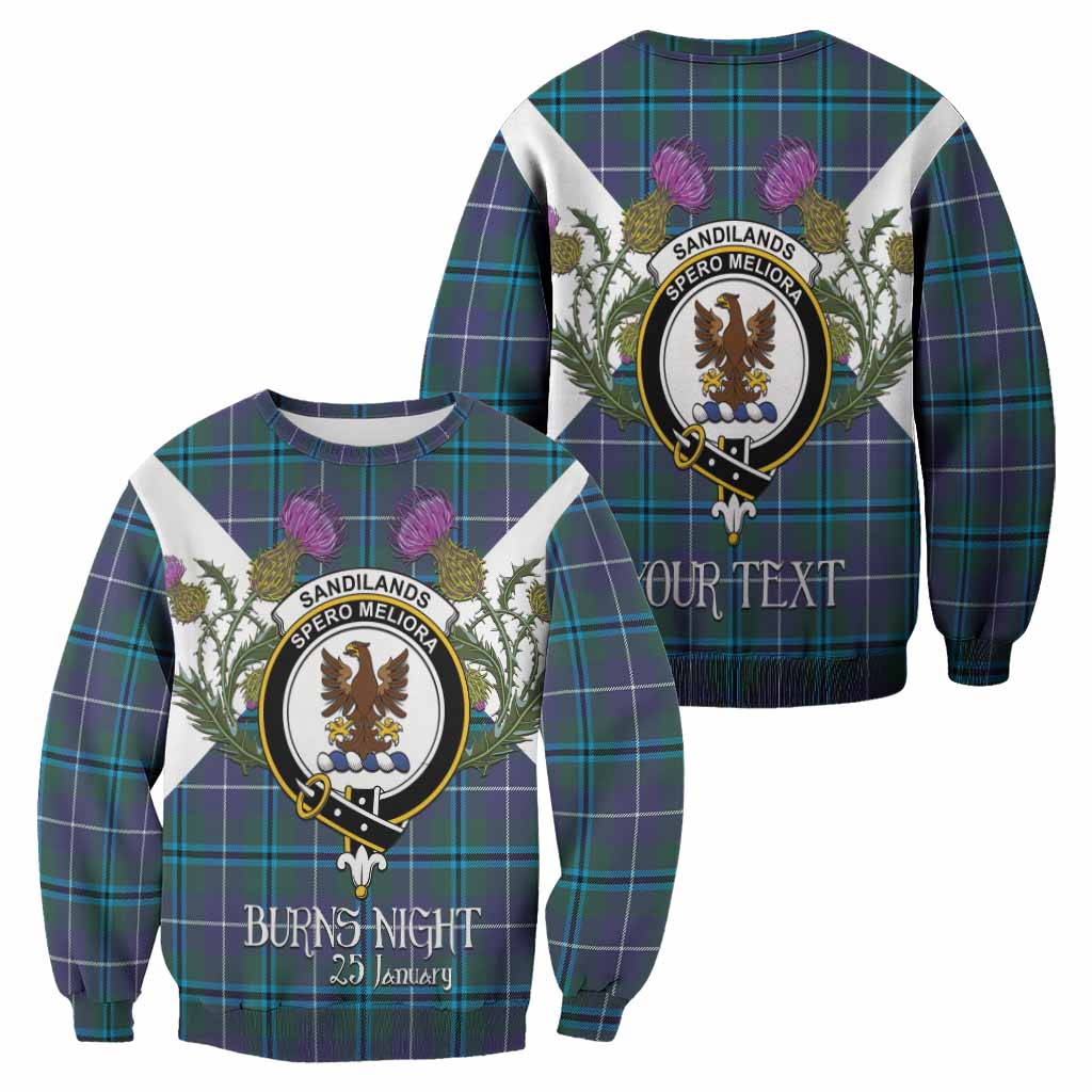 Sandilands Tartan Family Crest Sweatshirt Scottish Burns Night Thistle Floral