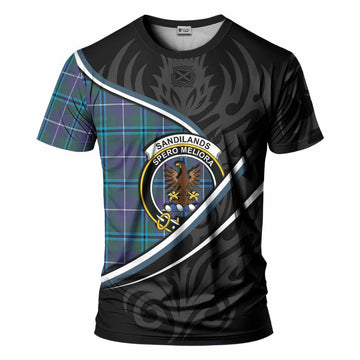 Sandilands Tartan Family Crest T-shirt Celtic Scottish Thistle Floral - Tartan Vibes Clothing