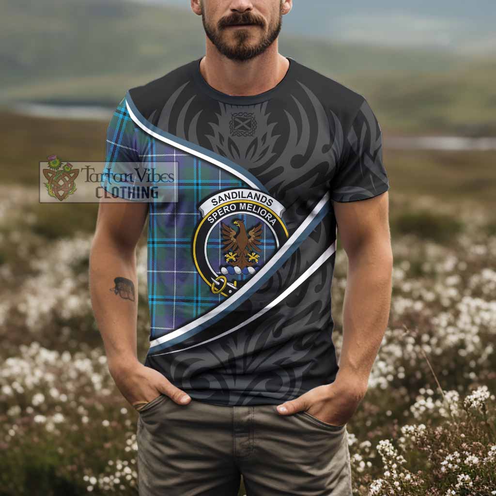 Sandilands Tartan Family Crest T-shirt Celtic Scottish Thistle Floral - Tartan Vibes Clothing