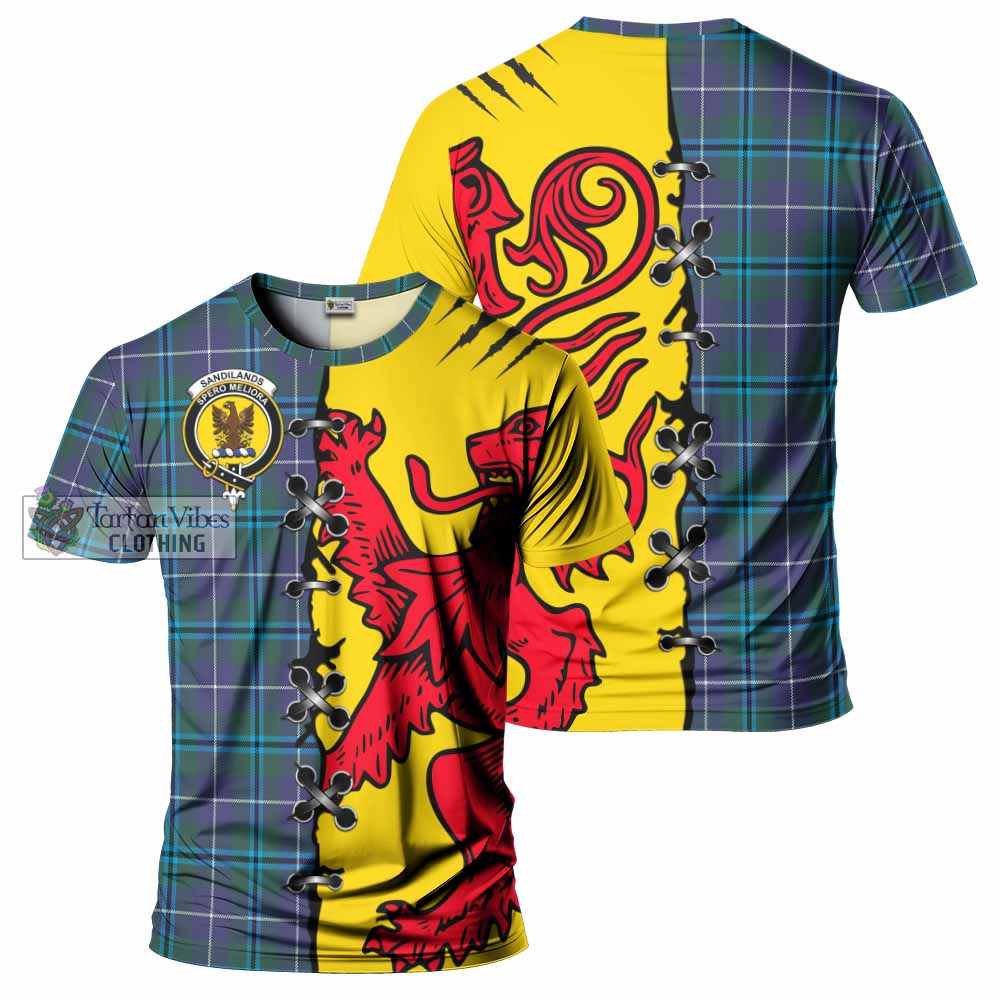 Sandilands Tartan Family Crest T-shirt Lion Rampant Honor - Tartan Vibes Clothing