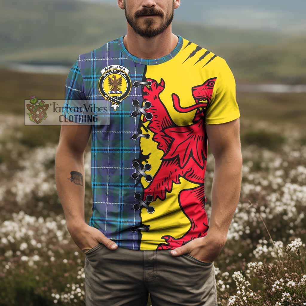 Sandilands Tartan Family Crest T-shirt Lion Rampant Honor - Tartan Vibes Clothing
