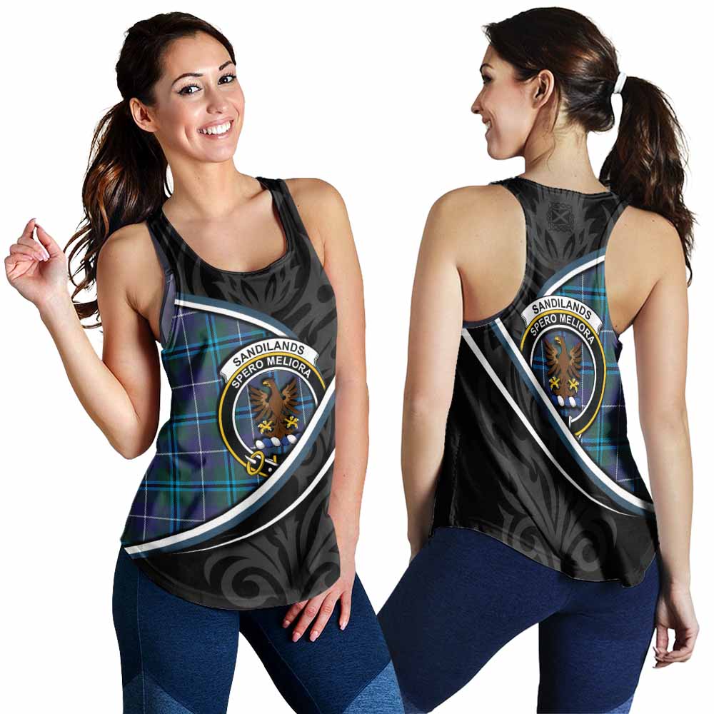 Sandilands Tartan Family Crest Women Racerback Tanks Celtic Scottish Thistle Floral - Tartan Vibes Clothing
