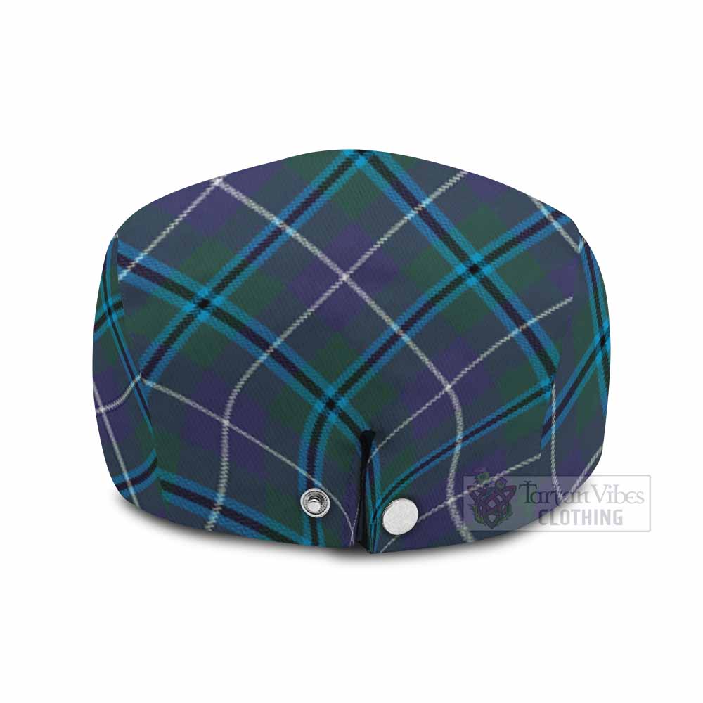 Sandilands Tartan Flat Cap, Jeff Cap Cross Style with Family Crest - Tartan Vibes Clothing