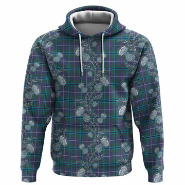 Sandilands Tartan Hoodie Seamless Scottish Thistle Flowers