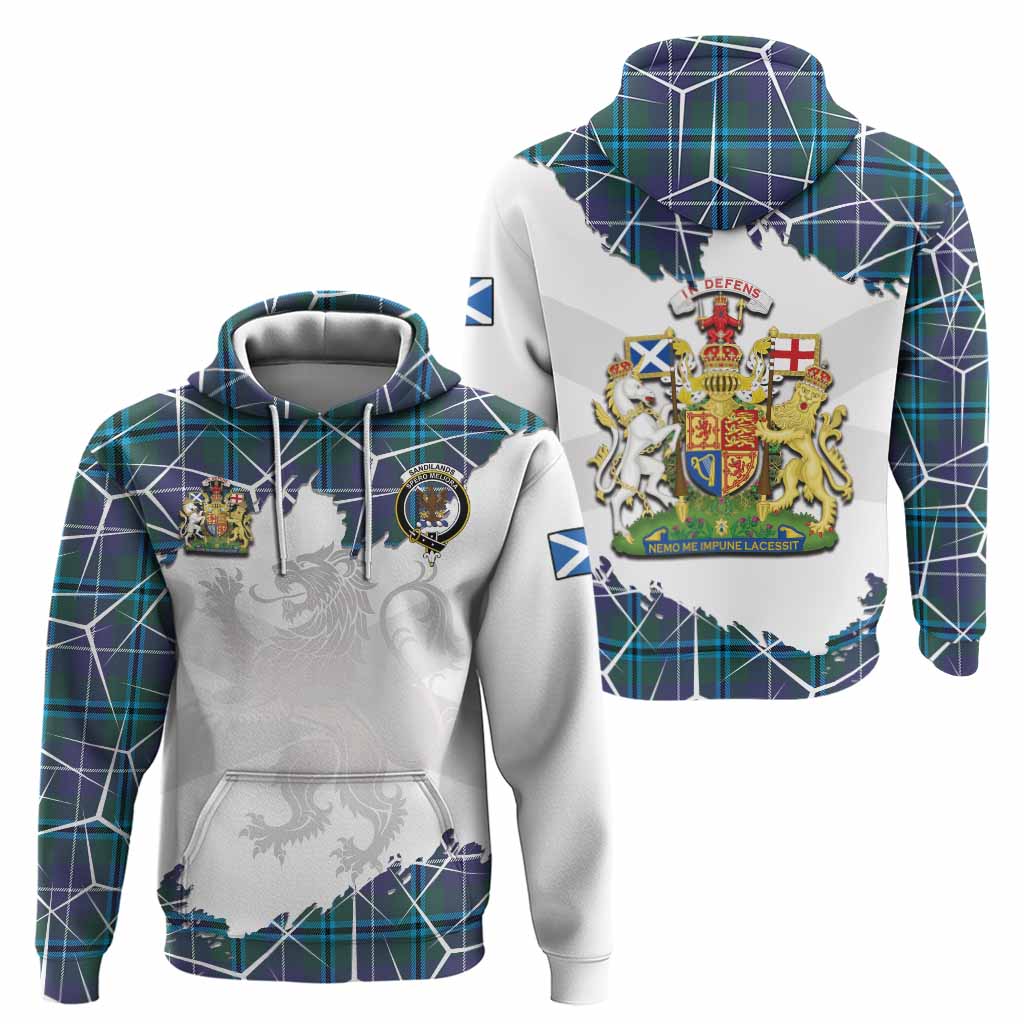 Sandilands Tartan Hoodie with Family Crest and Lion Rampant Grunge Style