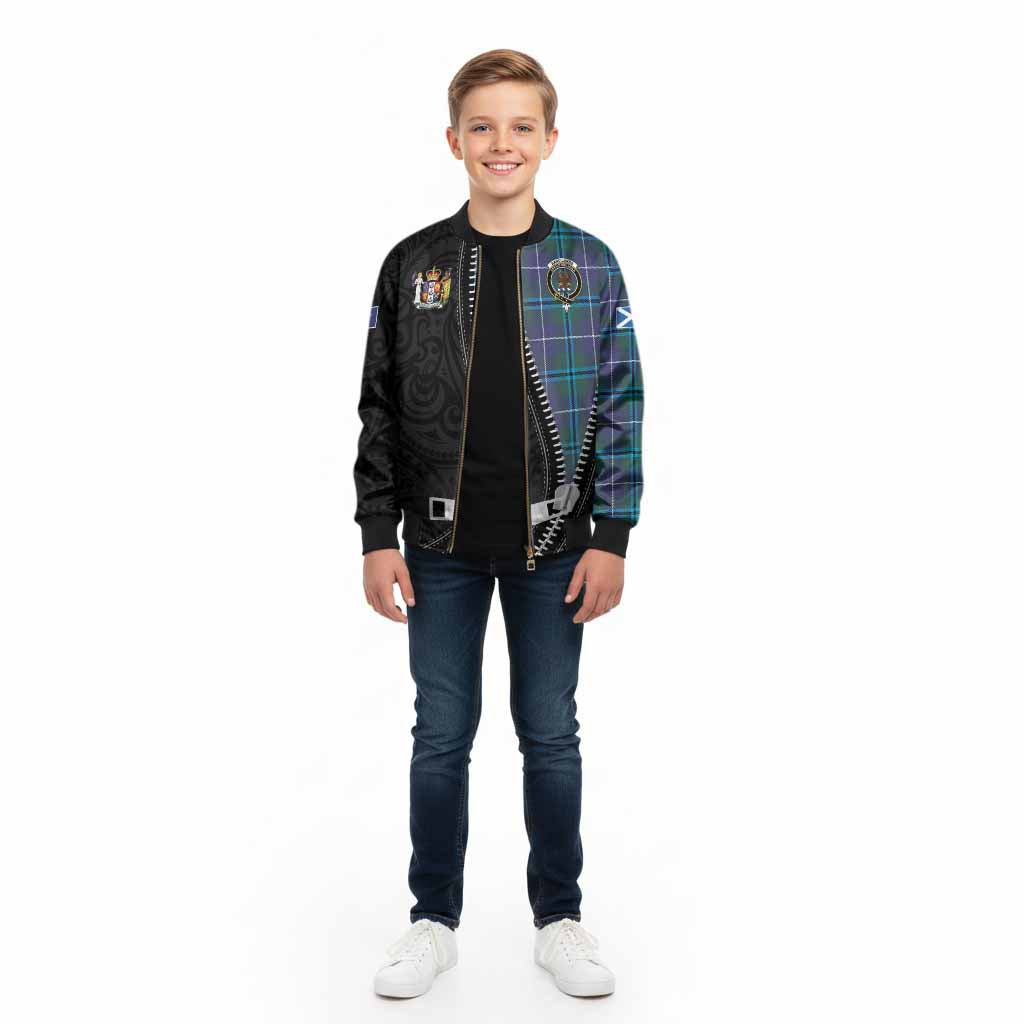 Sandilands Tartan Kid Bomber Jacket New Zealand Pattern Unique Zipper Stylized