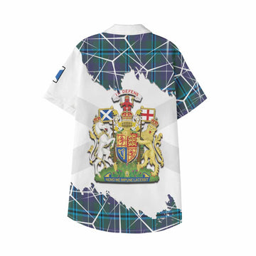 Sandilands Tartan Kid Hawaiian Shirt with Family Crest and Lion Rampant Grunge Style