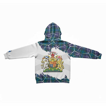 Sandilands Tartan Kid Hoodie with Family Crest and Lion Rampant Grunge Style