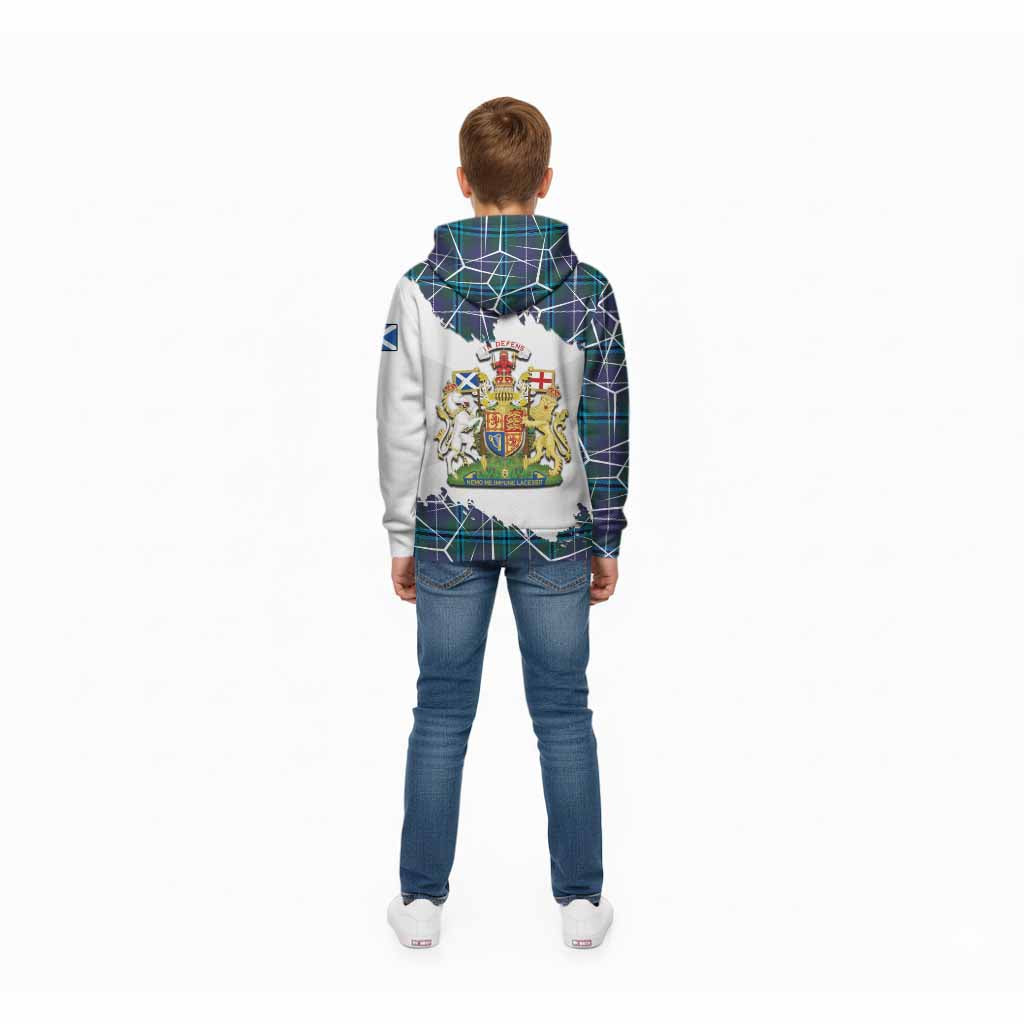 Sandilands Tartan Kid Hoodie with Family Crest and Lion Rampant Grunge Style