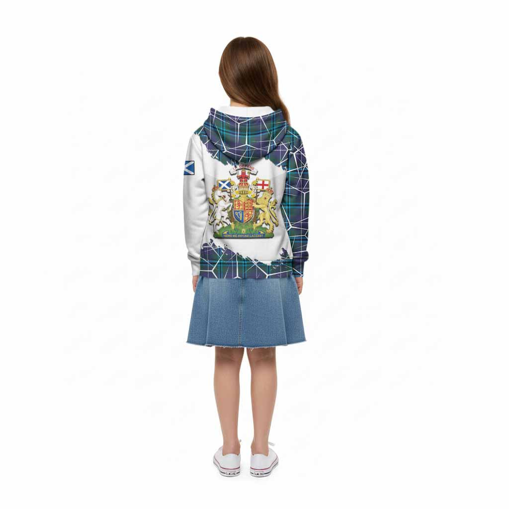 Sandilands Tartan Kid Hoodie with Family Crest and Lion Rampant Grunge Style