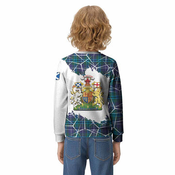 Sandilands Tartan Kid Knitted Sweatshirt with Family Crest and Lion Rampant Grunge Style