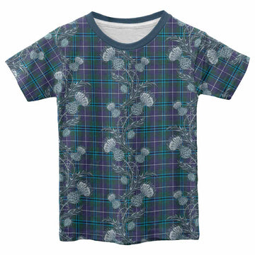 Sandilands Tartan Kid T-shirt Seamless Scottish Thistle Flowers