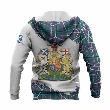 Sandilands Tartan Knitted Hoodie with Family Crest and Lion Rampant Grunge Style