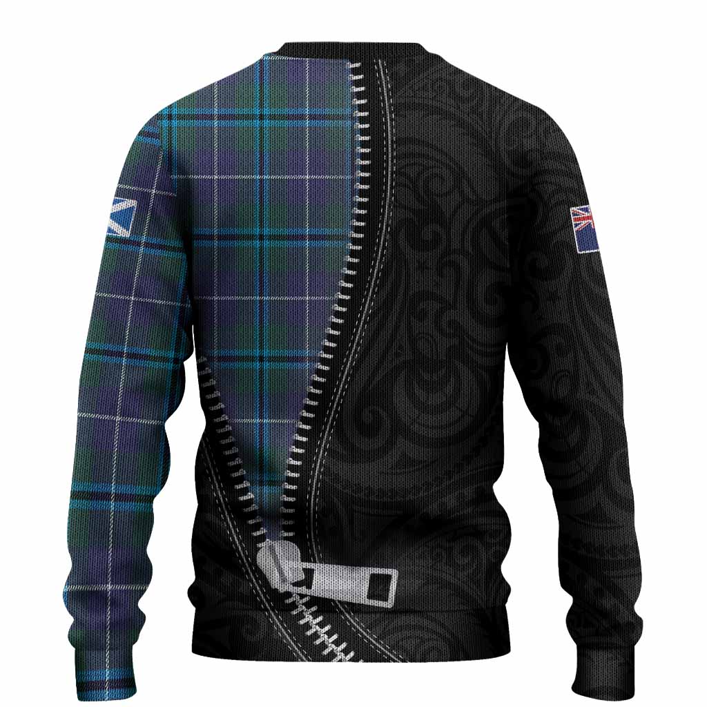 Sandilands Tartan Knitted Sweater New Zealand Pattern Unique Zipper Stylized