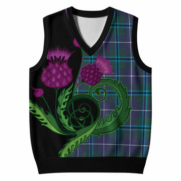 Sandilands Tartan Knitted V-Neck Vest Traditional Scottish Thistle