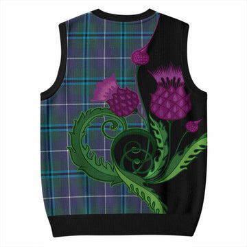 Sandilands Tartan Knitted V-Neck Vest Traditional Scottish Thistle