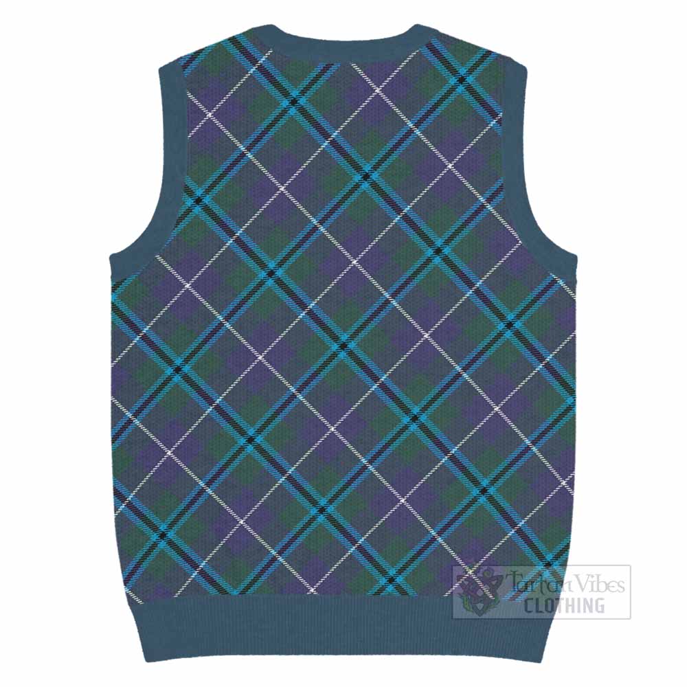 Sandilands Tartan Knitted V-Neck Vest with Family Crest Cross Style