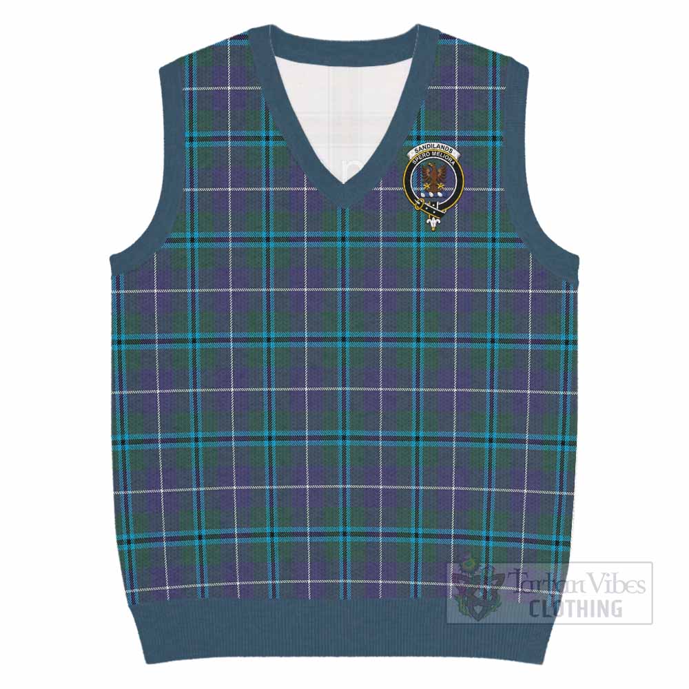 Sandilands Tartan Knitted V-Neck Vest with Family Crest - Tartan Vibes Clothing