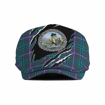 Sandilands Tartan Loch Ness Monster Flat Cap, Jeff Cap Celtic Knot Nessie Art