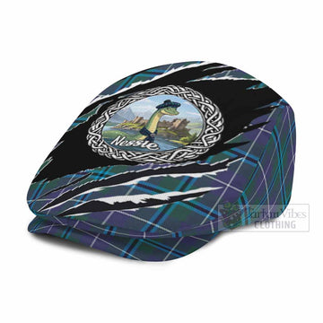 Sandilands Tartan Loch Ness Monster Flat Cap, Jeff Cap Celtic Knot Nessie Art
