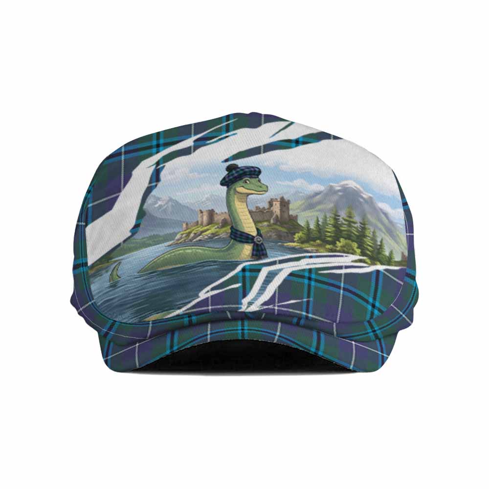Sandilands Tartan Loch Ness Monster Scottish Heritage Art Flat Cap, Jeff Cap