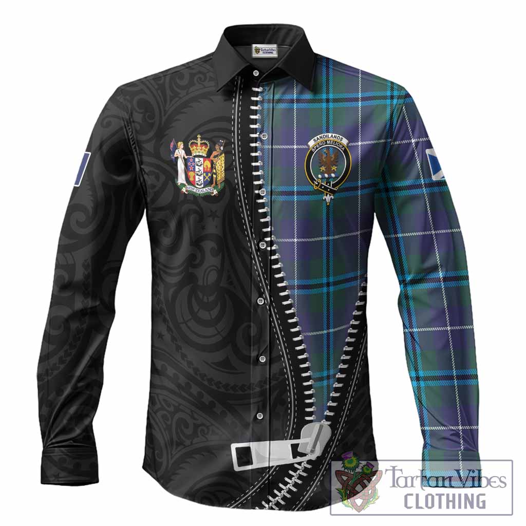 Sandilands Tartan Long Sleeve Button Shirts New Zealand Pattern Unique Zipper Stylized