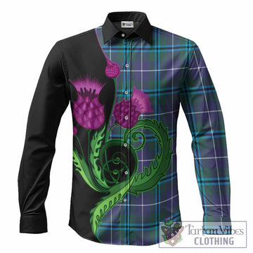 Sandilands Tartan Long Sleeve Button Shirts Traditional Scottish Thistle