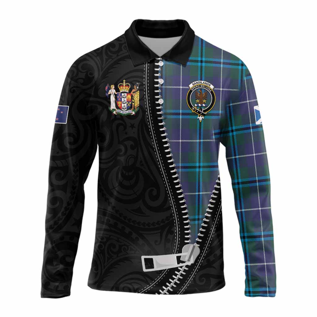 Sandilands Tartan Long Sleeve Polo Shirt New Zealand Pattern Unique Zipper Stylized