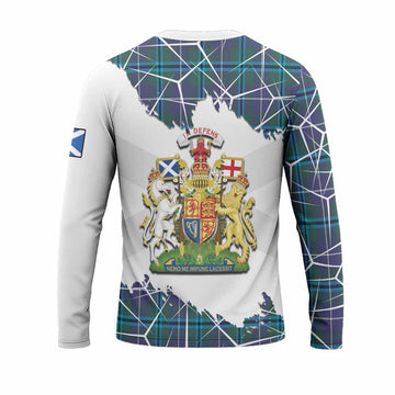 Sandilands Tartan Long Sleeve T-Shirt with Family Crest and Lion Rampant Grunge Style