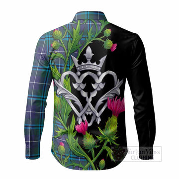 Sandilands Tartan Luckenbooth Long Sleeve Button Shirts Silver Heart Crown Thistle Floral