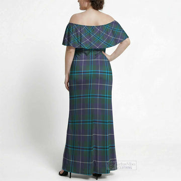 Sandilands Tartan Off Shoulder Ruffle Maxi Dress