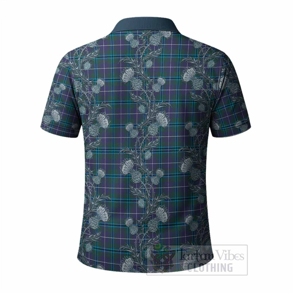 Sandilands Tartan Polo Shirt Seamless Scottish Thistle Flowers