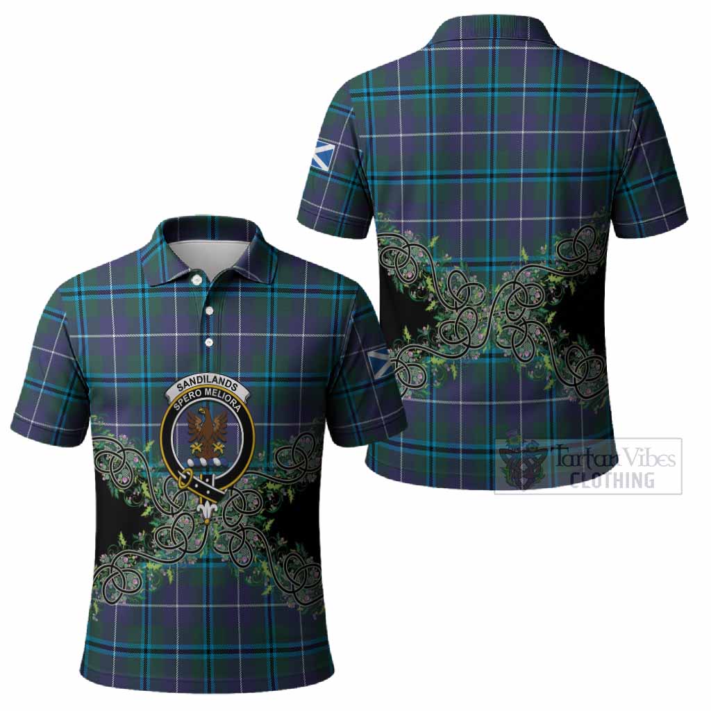 Sandilands Tartan Polo Shirt Thistle Scottish Spirit