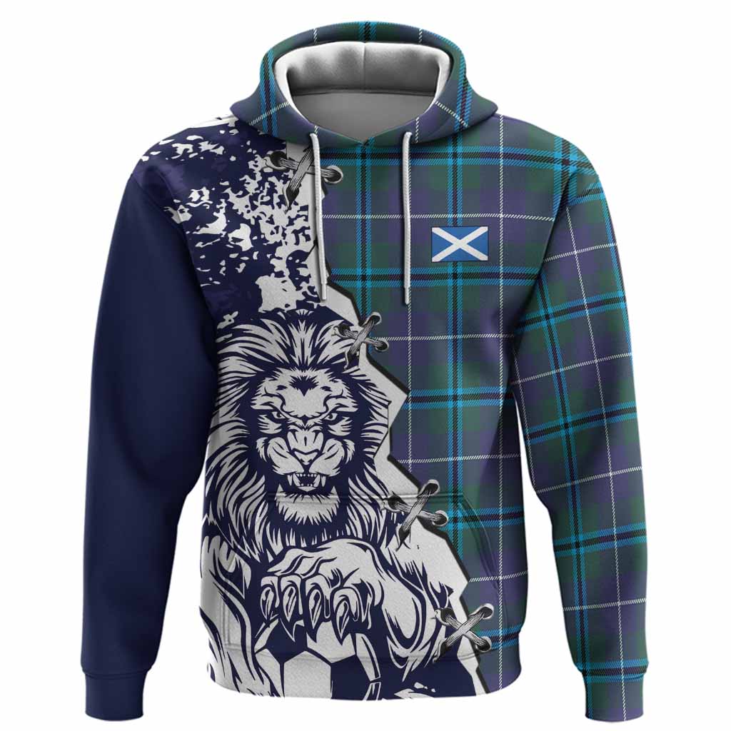 Sandilands Tartan Scottish Hoodie Angry Lion With Soccer Ball Style
