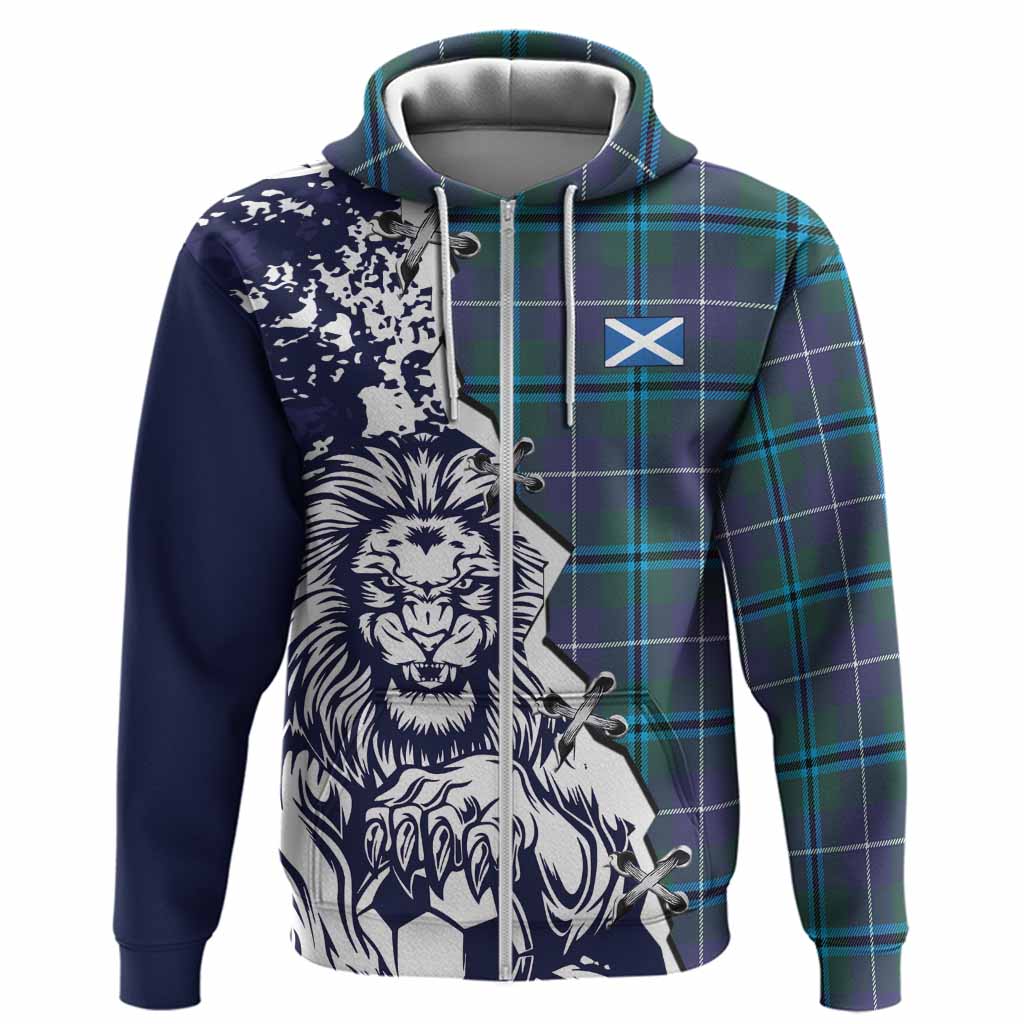 Sandilands Tartan Scottish Hoodie Angry Lion With Soccer Ball Style