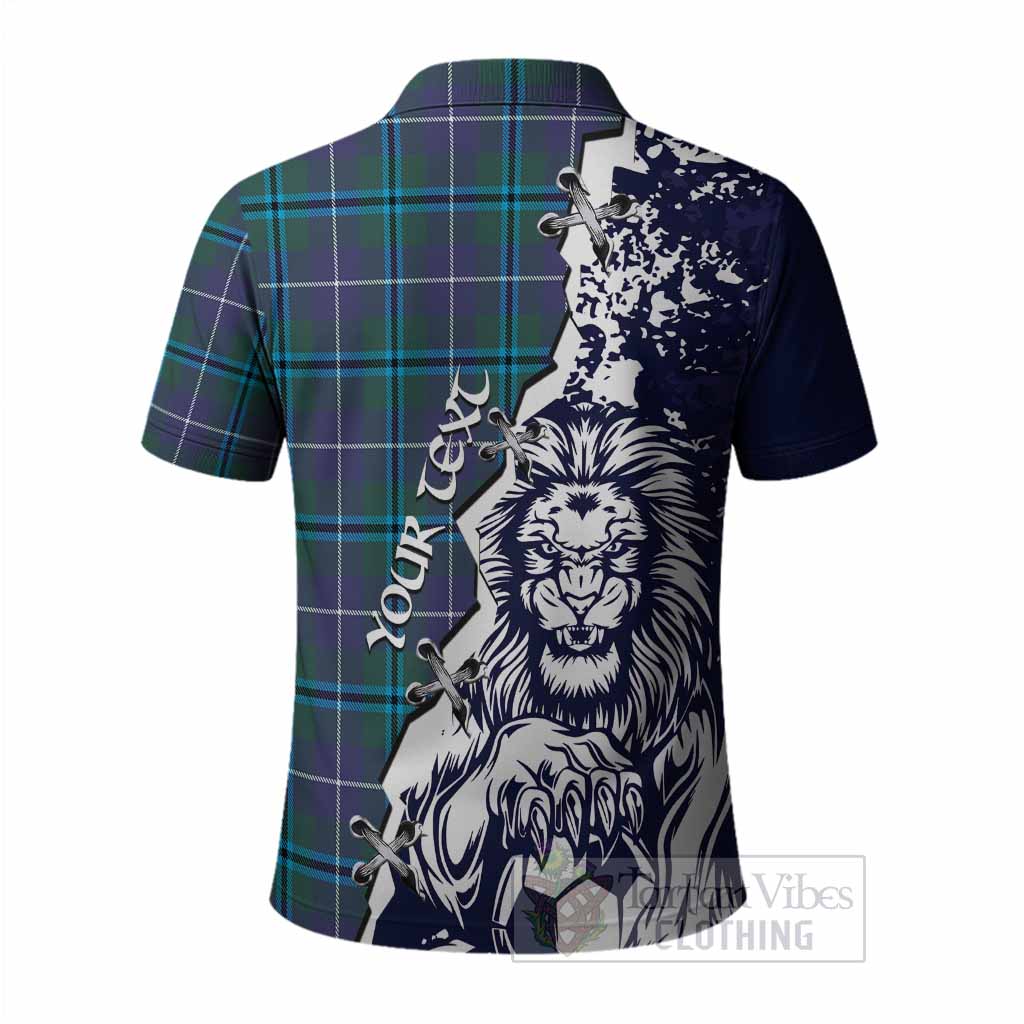 Sandilands Tartan Scottish Polo Shirt Angry Lion With Soccer Ball Style
