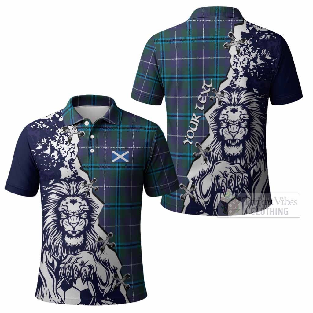 Sandilands Tartan Scottish Polo Shirt Angry Lion With Soccer Ball Style