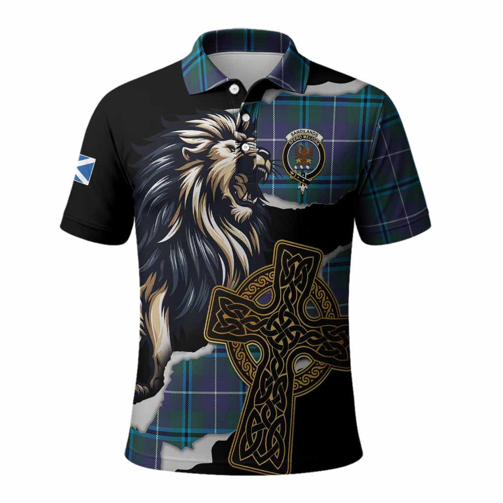 Sandilands Tartan Scottish Polo Shirt Lion Celtic Heritage