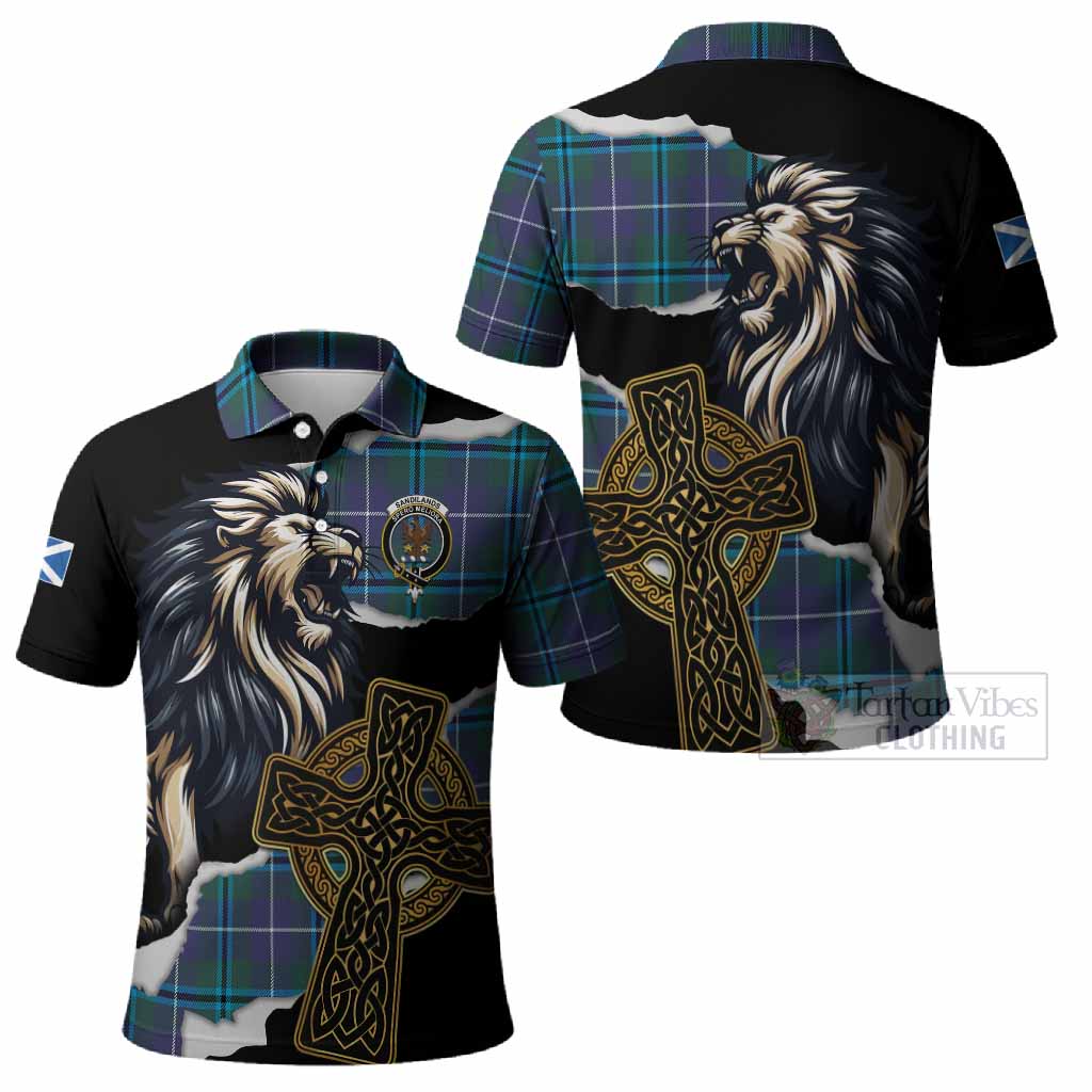Sandilands Tartan Scottish Polo Shirt Lion Celtic Heritage