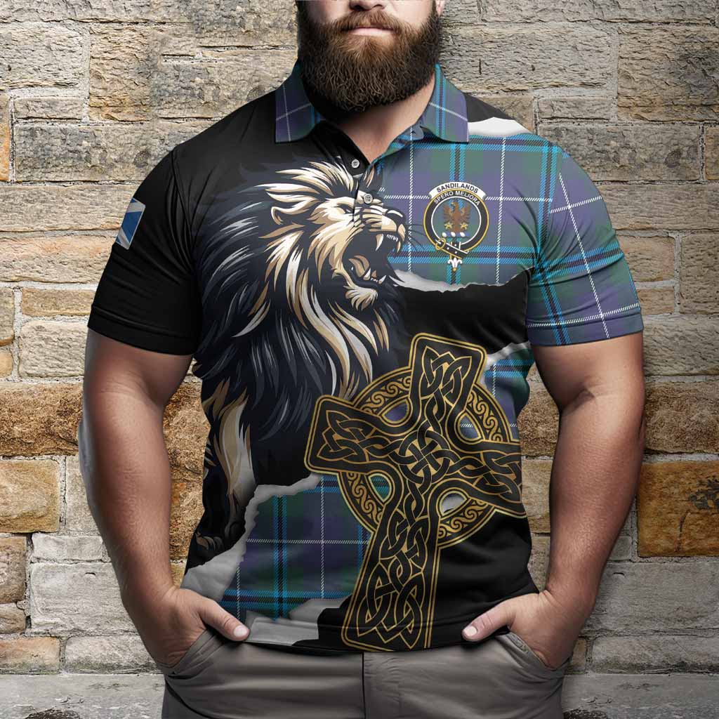 Sandilands Tartan Scottish Polo Shirt Lion Celtic Heritage